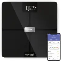 Tefal Goodvibes Health BM9670, Elektronische Personenwaage, 180 kg, 50 g, Schwarz, Kreis, Gehärtetes Glas