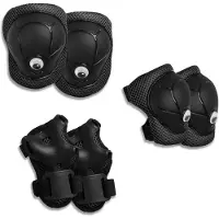 Crazy Safety - Schwarzes Schutz-Set für Kinder: Knieschützer, Handgelenkschützer & Ellbogenschützer - (220105-10)