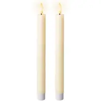 Lumineo LED Spitzkerze Wachs creme/warmes weiss 24,5cm Set2