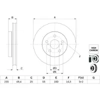 Bosch Bremsscheibe 0 986 479 F72 vorne, belüftet, hochkarbonisiert, 1 Stück