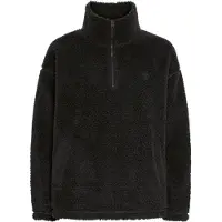 Oxmo OXTolirone Damen Teddy-Pullover Sweater Pullover mit Troyerkragen Eingrifftaschen Loose fit