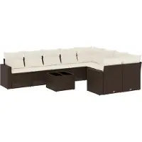 vidaXL 10-tlg. Garten-Sofagarnitur mit Kissen Braun Poly Rattan