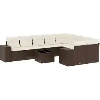 vidaXL 10-tlg. Garten-Sofagarnitur mit Kissen Braun Poly Rattan