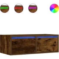 vidaXL TV-Schrank mit LED-Leuchten Räuchereiche 75x35,5x25 cm