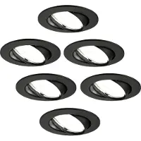 LEDVION LED Einbaustrahler 6er Set Rund Schwarz 3W dimmbar Neutralweiss