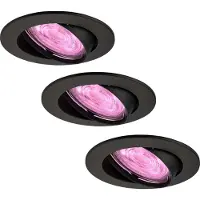 LEDVION LED Einbaustrahler 3er Set Rund Schwarz RGB dimmbar smart