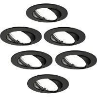 LEDVION LED Einbaustrahler 6er Set Rund Schwarz 3W dimmbar Kaltweiss