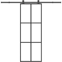 vidaXL Schiebetür mit Beschlag 76x205 cm ESG-Glas & Aluminium