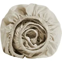 Yumeko Spannbettlaken Baumwollsatin 200x210 Beige - Eco, Bio & Fairtrade