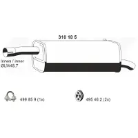 ERNST 310185 Endschalldämpfer für FORD Fiesta Mk5 Schrägheck (JH1, JD1, JH3, JD3) Auspuff