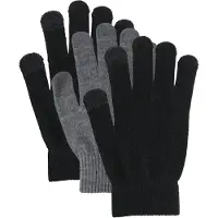 Pieces 3er-Set: Fingerhandschuhe in Schwarz/ Grau - onesize