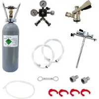 Ich-zapfe Zubehörpaket für Kontakt 2-leitig mit 1x 5 Liter Adapter, hochwertige Metallausführung mit Bierabstellhahn, 1x Korb Zapfkopf und 2 kg Co2 Flasche