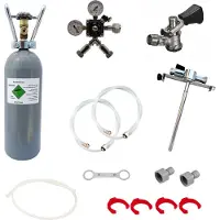 Ich-zapfe Zubehörpaket für Kontakt 2-leitig mit 1x 5 Liter Adapter, hochwertige Metallausführung mit Bierabstellhahn, 1x Köpi Zapfkopf und 2 kg Co2 Flasche