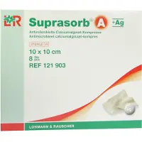 Lohmann & Rauscher Suprasorb A+Ag Antimik.Cal.Alginat Kompr.10x10 cm 8 St Kompressen