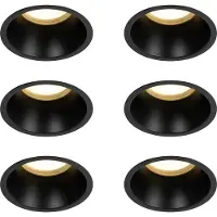QAZQA - Modern Set mit 6 schwarzen Einbauleuchten GU10 70 mm IP44 - Dept I Wohnzimmer I Schlafzimmer - Aluminium Rund - LED geeignet GU10