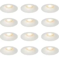 QAZQA - Modern Set mit 12 weißen GU10 Einbaustrahlern 50 mm - Gijs I Wohnzimmer I Schlafzimmer - Aluminium Rund - LED geeignet GU10
