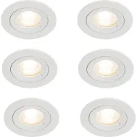 QAZQA Set mit 6 weißen runden Einbauleuchten GU10 50 mm IP44 - Xena