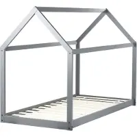 Beliani Hausbett für Kinder Grau aus Holz 90 x 200 cm mit Lattenrost Bettgestell Hausform Kinderzimmer Kinderbett Jugendbett