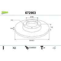 Valeo 2x Bremsscheibe COATED Hinten Vorne 672903