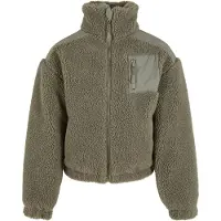 Urban Classics Mädchenjacke, Sherpa-Mix, hellgrün - Größe 146/152