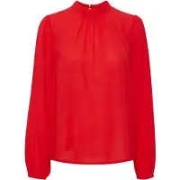Ichi Langarmbluse "Damen Bluse langarm IHCELLANI", Damen, Gr. 36, rot (poppy rot), Obermaterial: 100% Polyester PES., Blusen Langarmbluse