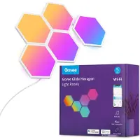 Govee RGBIC Glide Hexa Light Panels 5 pcs, Intelligente Wandleuchte, Wi-Fi/Bluetooth, Weiß, Multi-Stil, G, 23 kWh