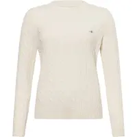 Gant für Damen. 4805315 Rundhalsausschnitt Schafe Wolle Achter gestrickt Pullover weiß (S), Lässig