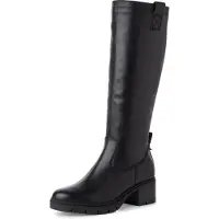 Tamaris Stiefel , Damen, Gr. 40, Normalschaft, schwarz, Glattleder, unifarben, Schuhe Stiefel, Blockabsatz, Langschaftstiefel mit Touch it-Ausstattung