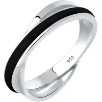 Elli Ring Wickelring Emaille 925 Sterling Silber Elli Schwarz
