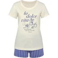 Vivance Pyjama "Dolce Vita" in Creme/ Blau - 44/46
