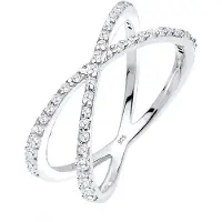 Elli Silberring "Ring Silberring Kreuz mit Zirkonia 925 Silber" Gr. 54, weiß, Fingerringe, Damen, 54, Silber 925 (Sterlingsilber), Silberring