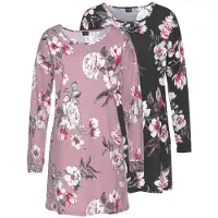 Vivance DREAMS Sleepshirt in mauve + schwarz | Gr.: 32/34