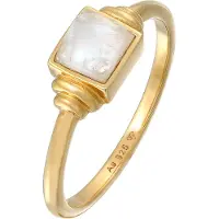 Elli Ring Mondstein Quadrat Vintage 925 Silber Elli Premium Gold