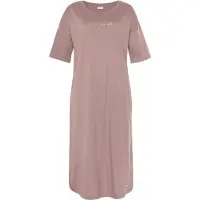 Vivance Nachthemd DREAMS, Damen, Gr. 32/34, N-Gr, lila (mauve), Single Jersey, Obermaterial: 100% Baumwolle, unifarben, oversize wadenlang, Rundhals, Kleider Nachthemd, mit schönem Foildruck