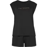 Vivance Shorty DREAMS, Damen, Gr. 32/34, schwarz, Single Jersey, Obermaterial: 100% Baumwolle, bedruckt, unifarben, loose fit kurz, Rundhals, angeschnitten, Homewear-Sets Shorty, mit schönem Foildruck