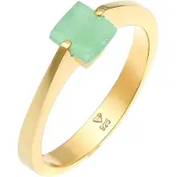 Elli Ring Jade Grün Viereck Klassik 925 Silber Vergoldet Elli Premium Gold
