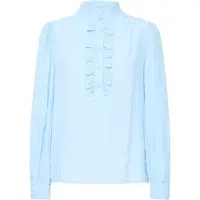 B.young Kurzarmbluse "Damen Kurzarm-Bluse BYFENJA", Damen, Gr. 42, blau (angel falls), Obermaterial: 65% Viskose CV. 35% Polyester PES., Blusen Kurzarmbluse