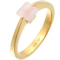 Elli Ring Solitär Rosa Quarz Edelstein Viereck 925 Silber Elli Premium Gold