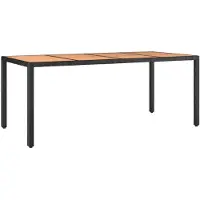 vidaXL Gartentisch mit Holzplatte Schwarz Poly Rattan & Akazienholz
