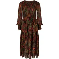 Apricot Druckkleid "gemustertes Etagenkleid" mit Smokdetails