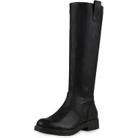 Mytrendshoe Damen Reiterstiefel Leicht Gefütterte Stiefel Schuhe 819556, Farbe: Schwarz, Größe: 41
