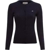 Gant für Damen. 4800103 Strickjacke aus Stretch-Baumwolljersey in navy (L), Lässig, Baumwolle, Langarm, Marine