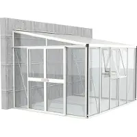 Pergart Vitavia, Aktionsangebot (inkl. 100 Euro Zubehör): Anlehn-Gewächshaus "Helena 8600", weiß, 8,6 m², 3 mm ESG, 10 mm HKP