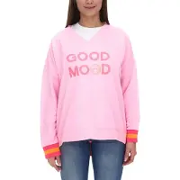 Zwillingsherz Sweatshirt "Dana", Neon-Bündchen, V-Ausschnitt, Langarm, Front-Stickerei