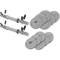 Gorilla Sports Kurzhanteln - 27,5kg Set, 6x1,25kg, 6x2,5kg Gewichte, 2 Kurzhantelstangen mit 4 Federverschlüssen, Gusseisen - Hantel Set, Kurzhantelset, Hantelscheiben