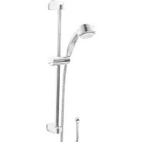 Cornat Duschsystem "Handbrause 75 mm - 8 Strahlarten: Normal-, ECO-, Soft & Massage", (Komplett-Set), Anti-Kalk & Wasserspareinsatz - 150cm Brauseschlauch - 59cm Wandstange