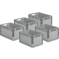 Ssi Sparset 5-teilig Euro Box ELB 6320, aus Polypropylen, Inhalt 64 l, grau, B 600 x T 400 x H 320 mm