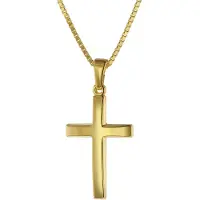Trendor 75544 Kreuz 21 mm Gold 585 mit goldplattierter Silberkette für Frauen