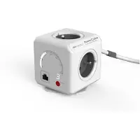 Allocacoc PowerCube Extended WiFi, power distribution unit Type E, 4 sockets, 1.5m, white/grey