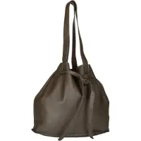 Greenburry Shopper Leder 37x32cm Beuteltasche "Eva" Schultertasche oliv